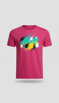 Electric magenta paint splatter tee