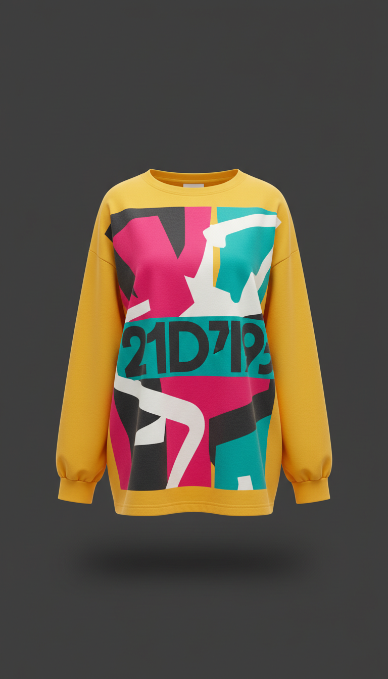 Pop yellow oversized graphic long sleeve shirt