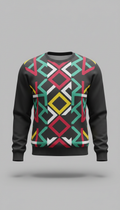 Charcoal black statement pattern crewneck
