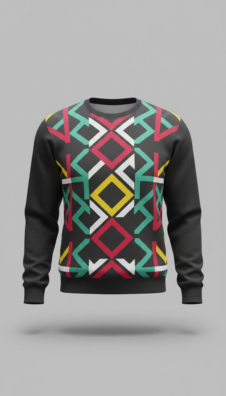 Charcoal black statement pattern crewneck